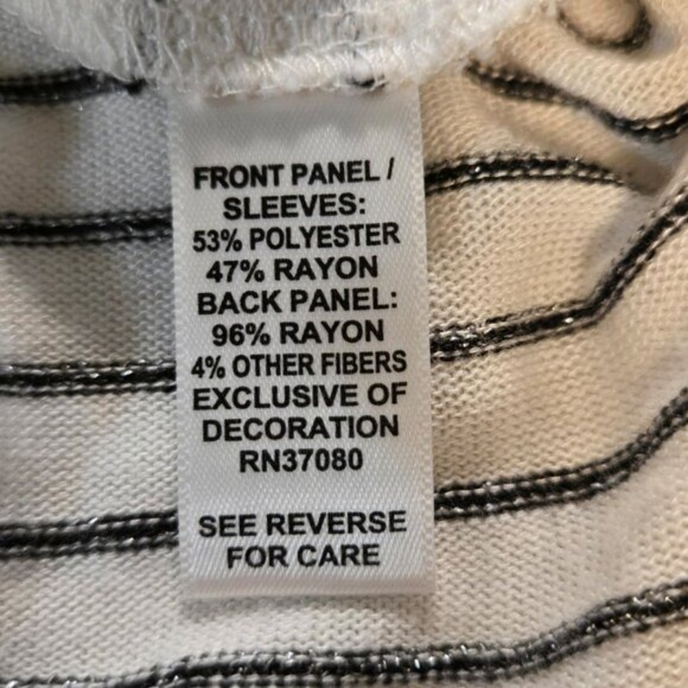 Cato Womens Cream Black Damask Stripe 3/4 Sleeve Top Size M - Picture 7 of 7